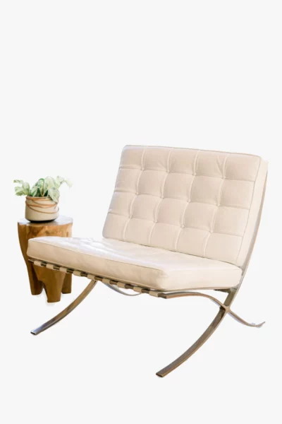 Modern Leather Bench Beige